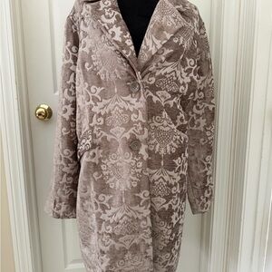 Chico's Cream and Brown Patterned Blazer